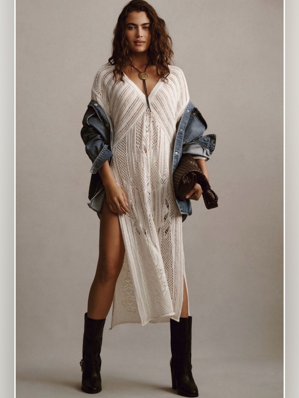 Anthropologie Open-Stitch Side Slit Tunic Sweater Size XXSP